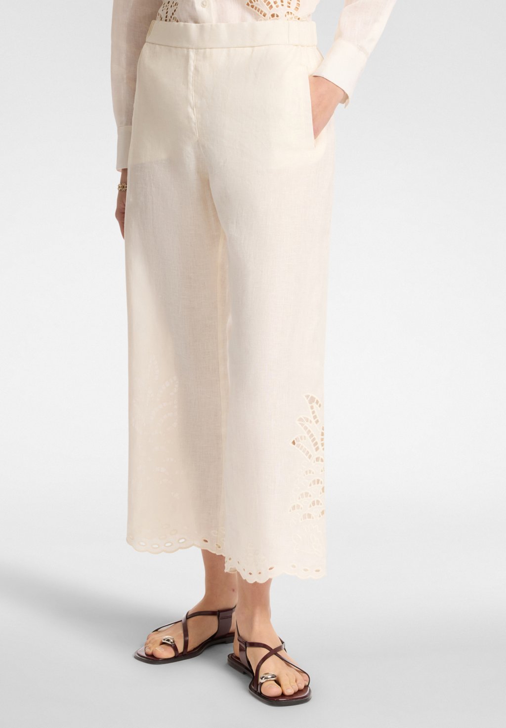 

Брюки CROPPED RICAMATI Elena Mirò, белый