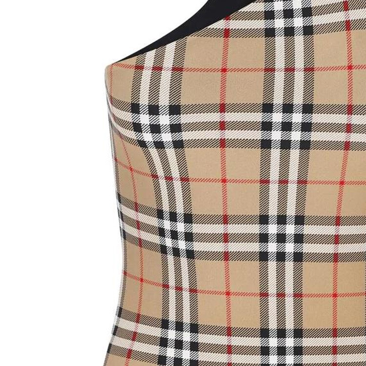 Купальник женский Burberry на одно плечо, винтажный, клетчатый, бежевый — фото 4