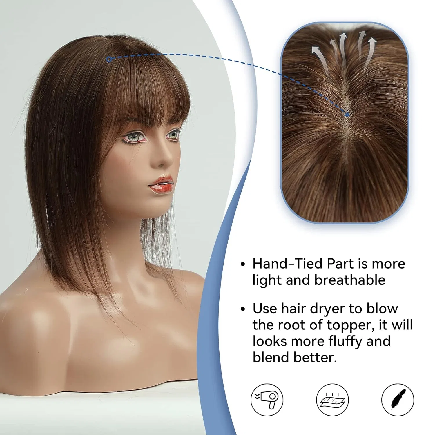 Женский накладной шиньон с челкой из натуральных волос HAIRCUBE, 14 дюймов, 40 г Haircube — фото 3