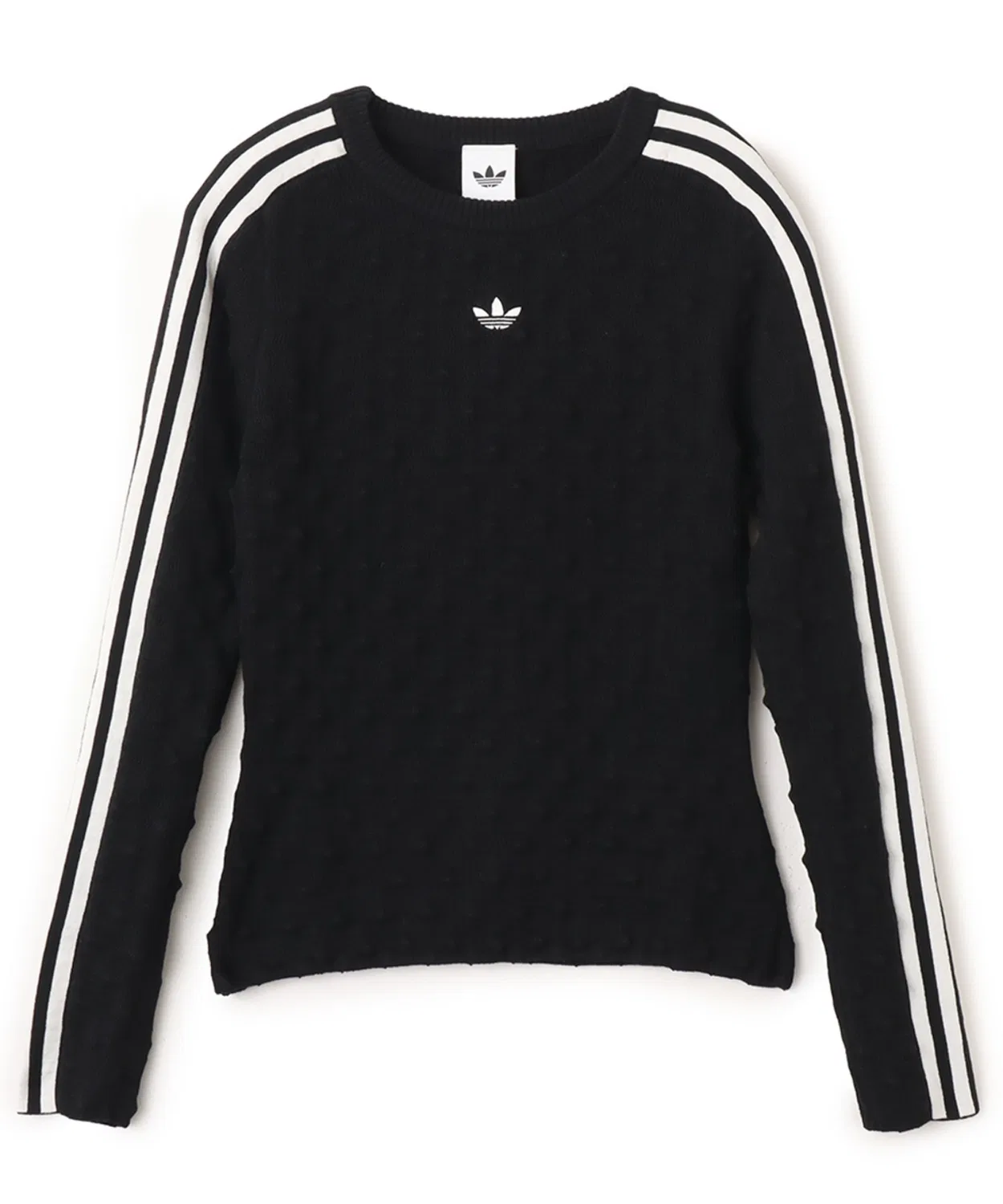 Свитшот slim fit с вязаным полотном Spike, adidas, V-образный вырез, черный