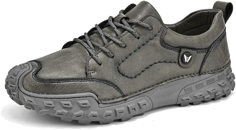 

Мужские кожаные прогулочные туфли для улицы, дышащие повседневные кроссовки, легкие нескользящие шнурованные туфли для вождения Asifn, серый