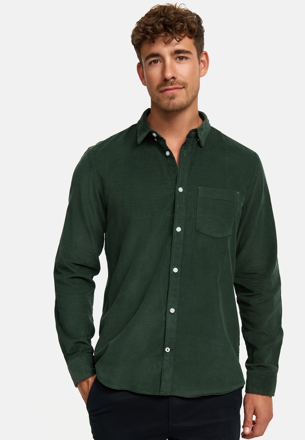

Рубашка JOHAN CORDUROY SHIRT Kronstadt, темно-зеленый