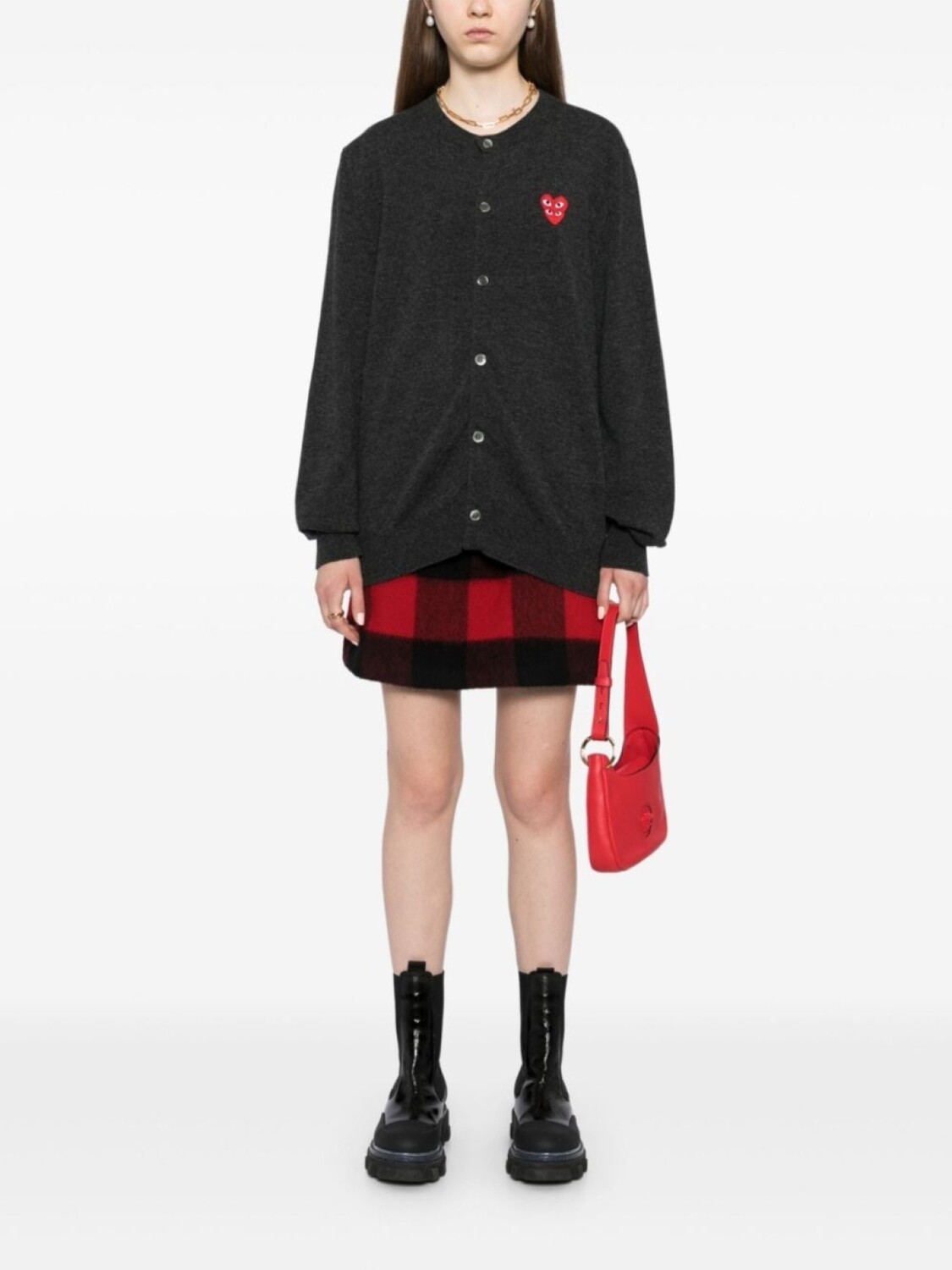 

Comme Des Garçons Play шерстяной кардиган с сердечками, серый