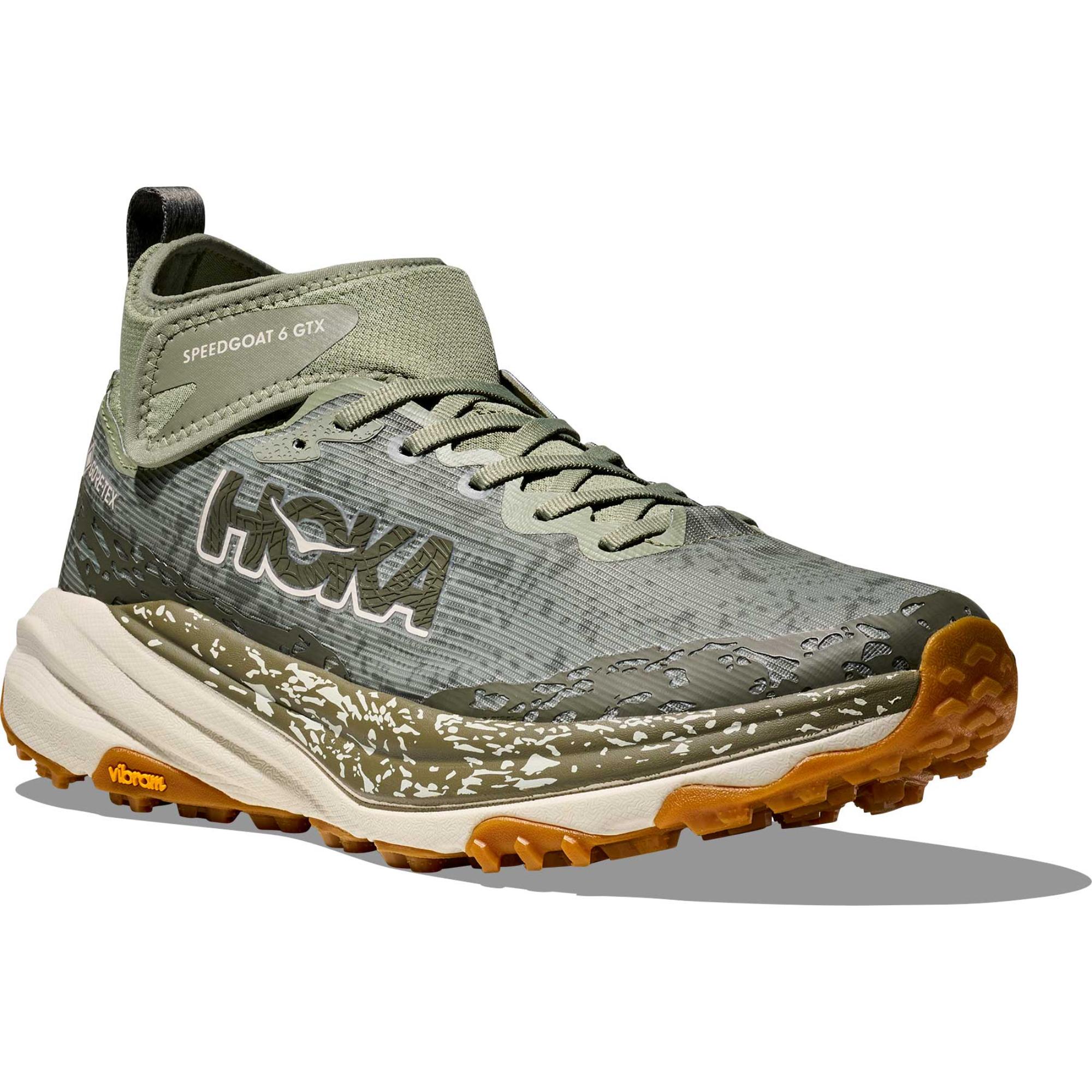 Мужские кроссовки для бега по пересеченной местности Speedgoat 6 Mid GORE-TEX HOKA, Sea Moss/Oat Milk — фото 2