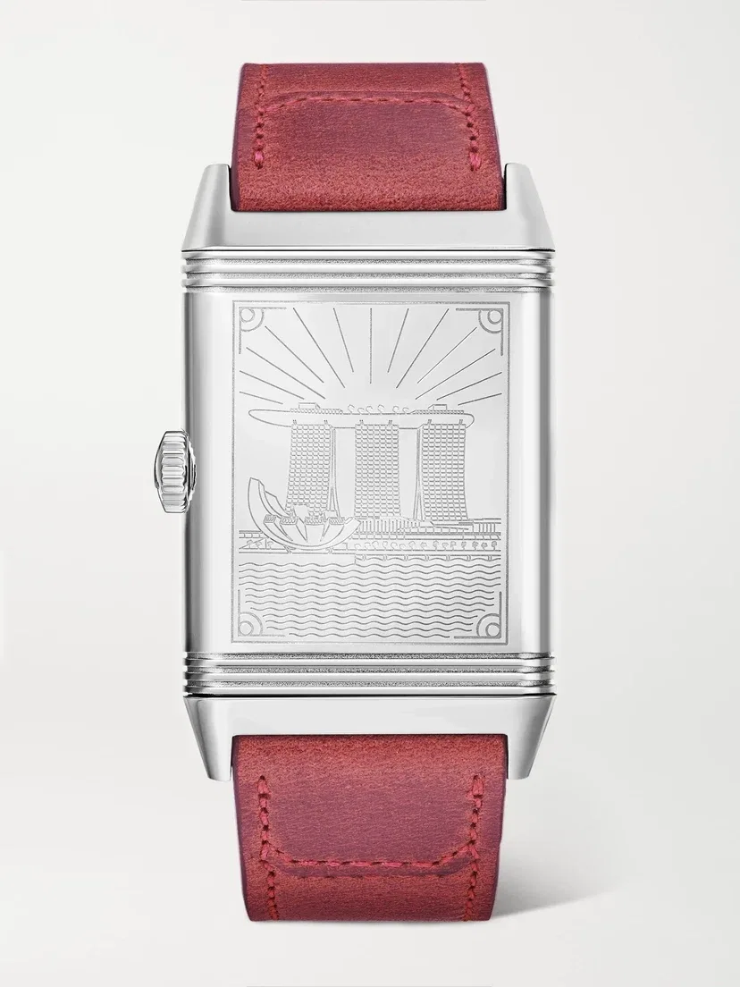 Часы Reverso Classic Singapore Limited Edition с ручным заводом, 45,6 мм, из нержавеющей стали и кожи JAEGER LECOULTRE, серебряный
