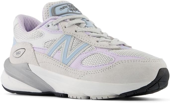 Детские кроссовки New Balance 990 V6 на шнуровке, серый/лавандовый — фото 4