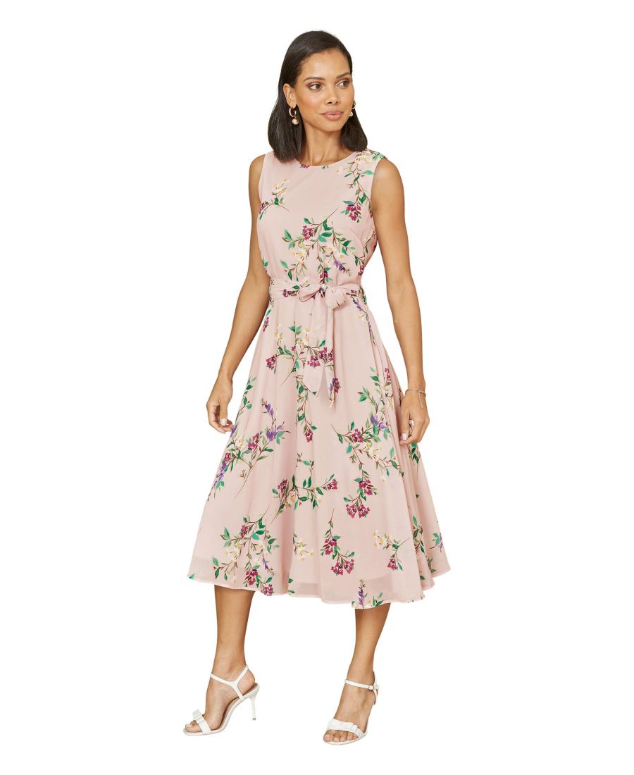 

Женское миди-платье-скейтер с цветочным принтом Yumi, Pink