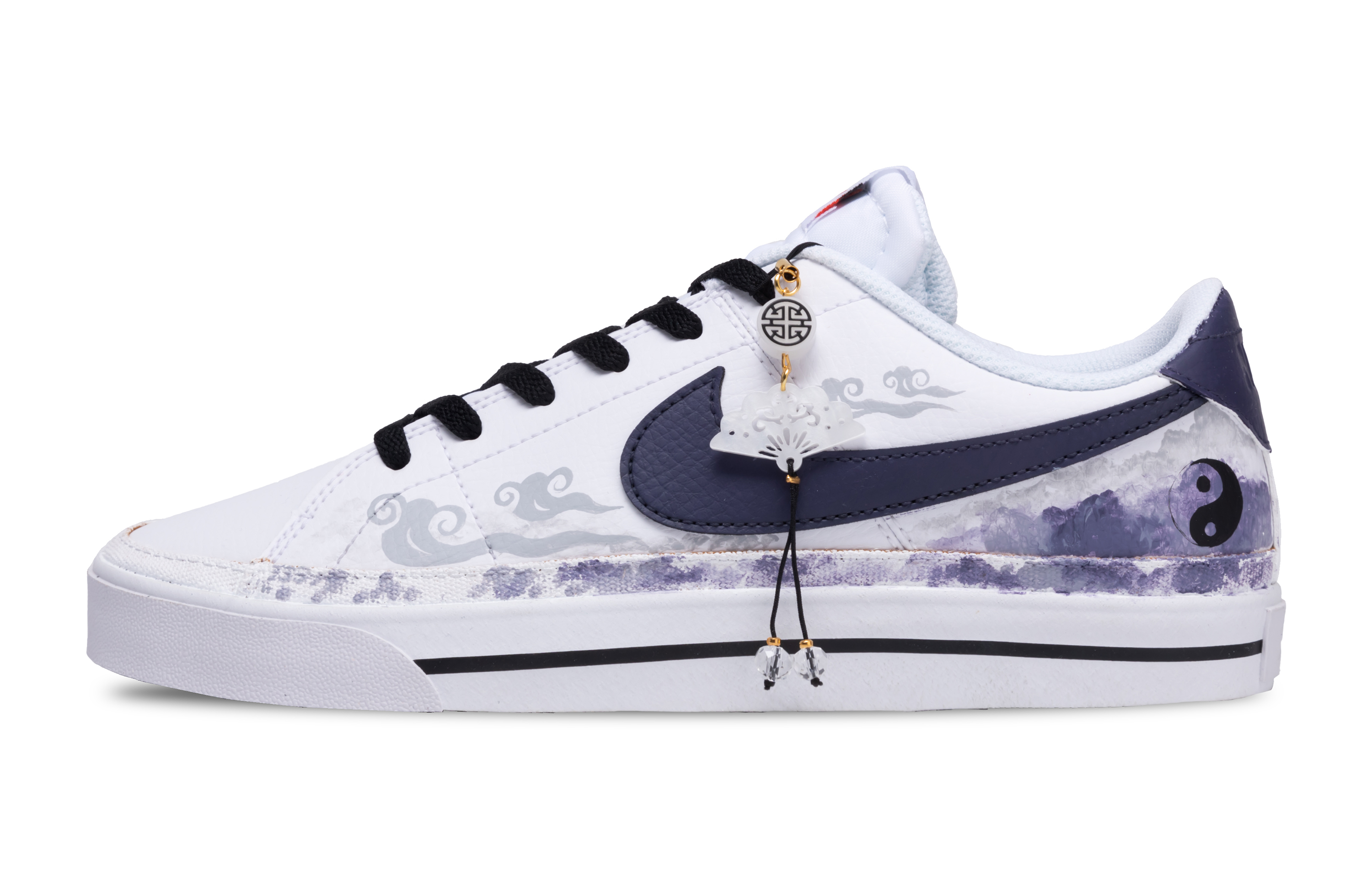

Nike Кроссовки Court Legacy Tai Chi Ink Wash Cover, противоскользящие и износостойкие, низкие, мужские, для скейтбординга, белые, фиолетовые