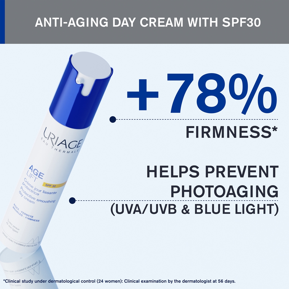 Крем для лица SPF30 URIAGE Защитный разглаживающий дневной Age Lift для уменьшения морщин и темных пятен — фото 4