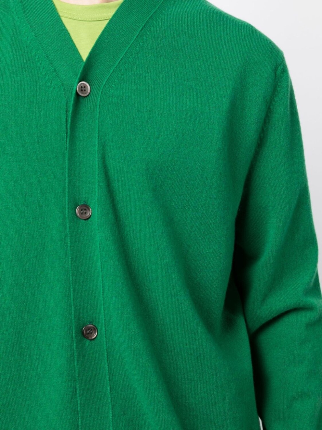 Comme Des Garçons Shirt шерстяной кардиган с V-образным вырезом, зеленый — фото 4