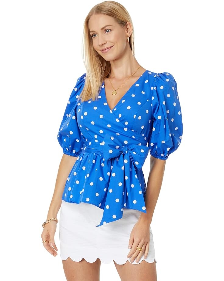 

Топ Lilly Pulitzer Kara Cotton Wrap, синий