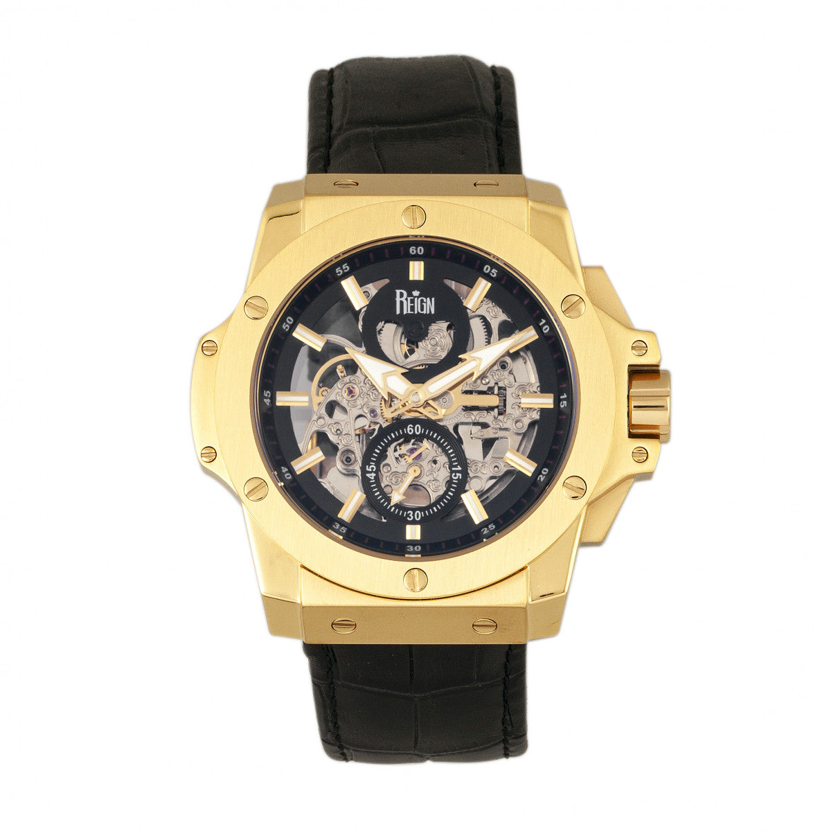 

Часы Commodus Automatic Skeleton с кожаным ремешком Reign, черный