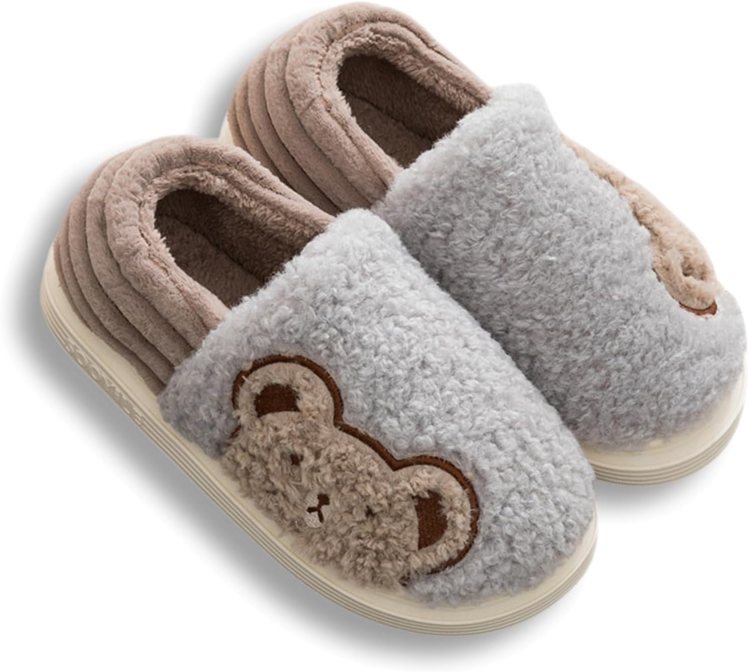 

Мягкие плюшевые тапочки «Медвежонок» для женщин и мужчин, милые и забавные, для дома и улицы, теплые и пушистые Elirar, серый