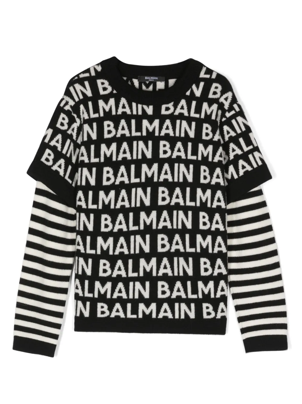 

Многослойный джемпер с логотипом Balmain Kids, черный