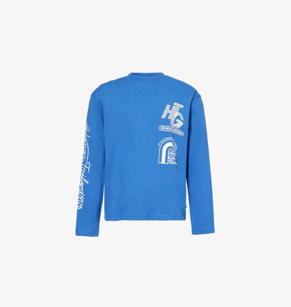 

Футболка из хлопкового джерси с длинными рукавами и графическим принтом Mall Honor The Gift, синий