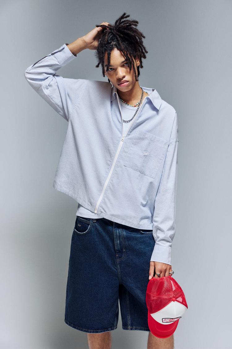 

Полосатая рубашка с застежкой-молнией Pull And Bear, мультиколор