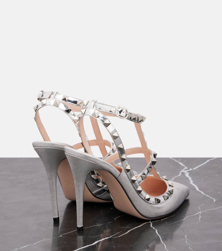 Туфли-лодочки Rockstud 100 с отделкой из кожи и пайетками Valentino Garavani, Silver — фото 2