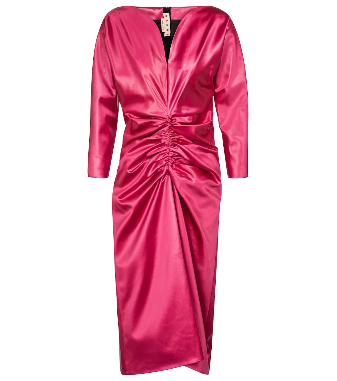 

Платье миди из атласа с рюшами Marni, Starlight Pink