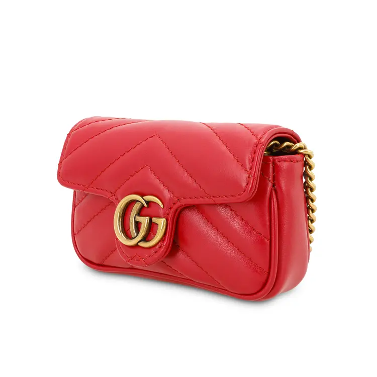 GUCCI Кошелёк GG Marmont из стёганой кожи экстра мини для женщин красный — фото 3