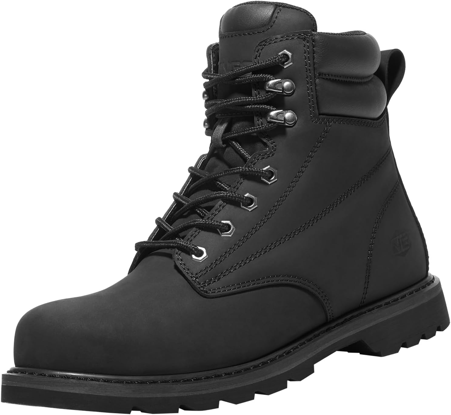 

Ботинки NINGO с стальным носком для мужчин, водонепроницаемые, комфортные кожаные промышленные и строительные ботинки, с защитой от масла и скольжения, с защитой EH, для работы на улице, на заводах, складах и фермах, черный