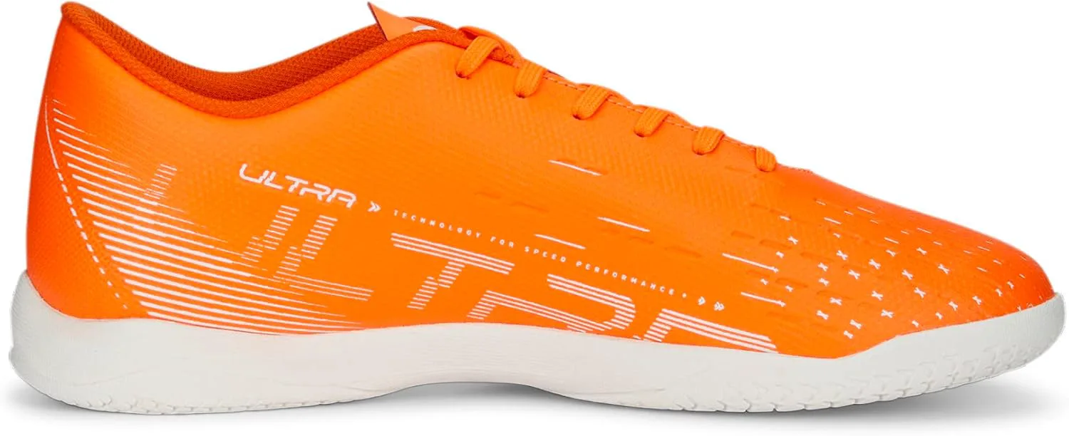 Мужские футбольные кроссовки Puma Ultra Play для игры в помещении, оранжевый/белый/синий — фото 4