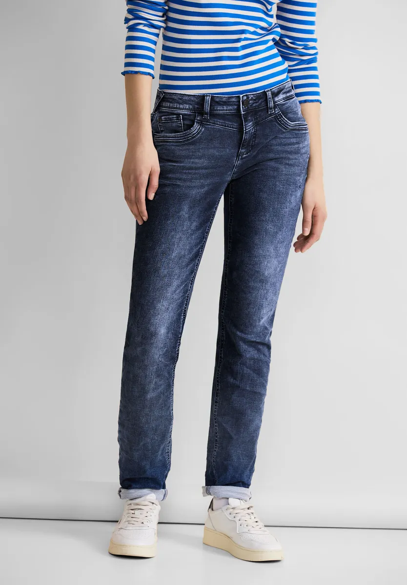 

STREET ONE Джинсы с 5 карманами, с декоративными швами, цвет Indigo Knit Washed