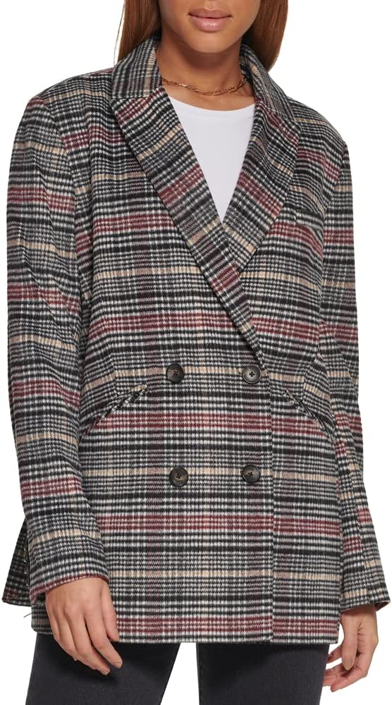 

Женский двубортный пиджак Levi's из шерстяной смеси, Black/Wine Plaid