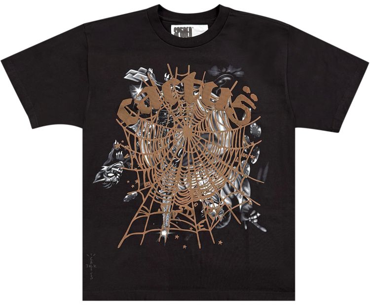 

Футболка Cactus Jack by Travis Scott x Sp5der Airbrush Tee 'Black', черный