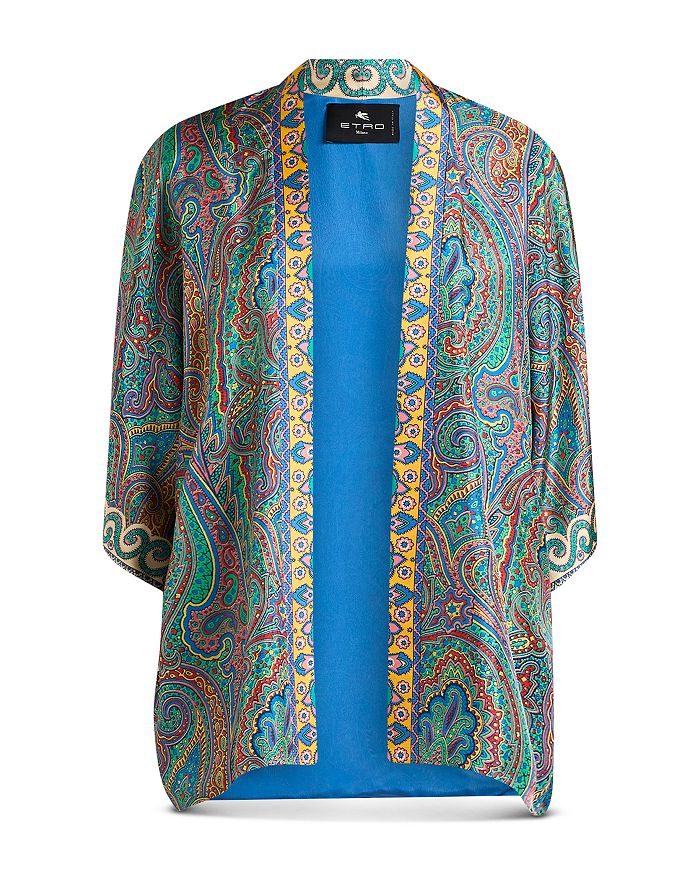 

Шелковый открытый жакет Etro, зеленый