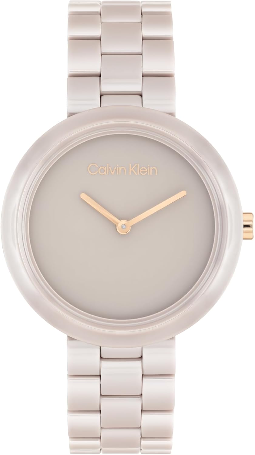 

Женские часы Calvin Klein CK Pure - 35 мм, 2 часа, кварцевые, тонкие - керамический браслет - элегантные, стильные - премиум-класса - подарок для нее, Sand