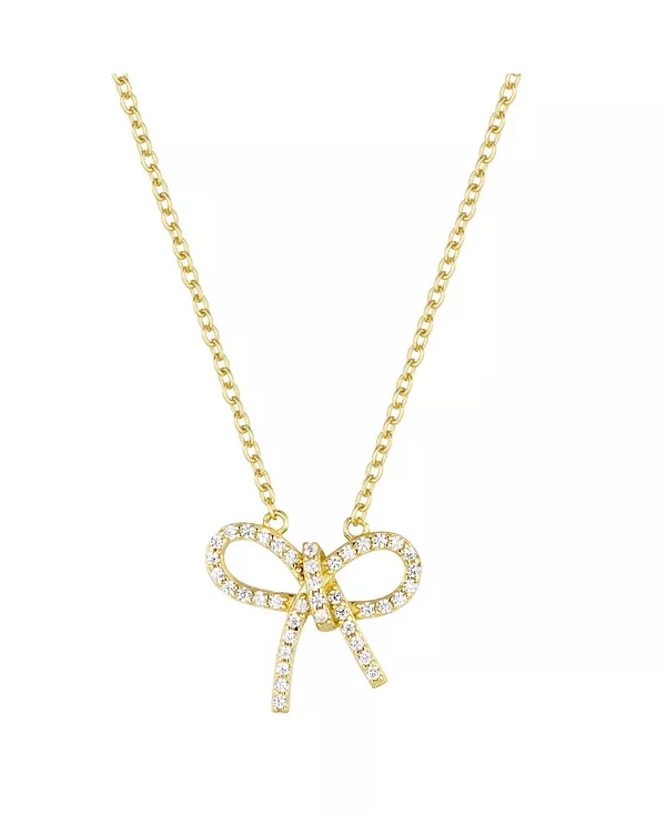 

Ожерелье-Бантик из позолоченного серебра с кубическим цирконием, длина 18 дюймов, регулируемое Etoielle, gold