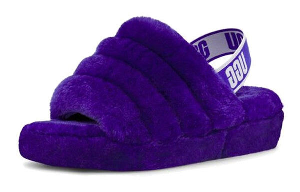 Сандалии пушистые да слайд минималистичные толстая подошва Ugg, фиолетовый — фото 3
