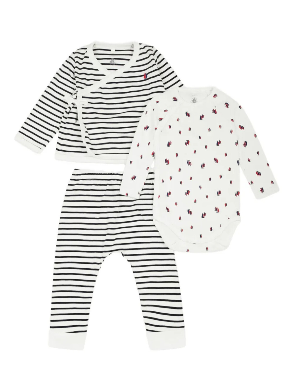 

Комплект хлопковых брюк в полоску Petit Bateau, черный