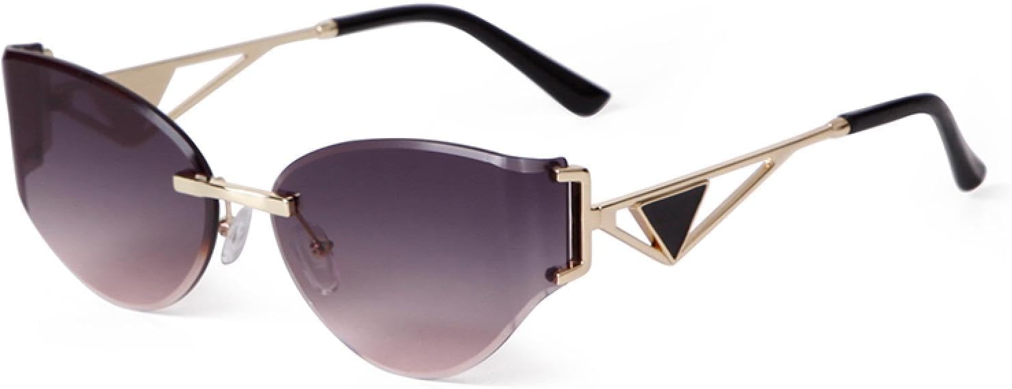 

Модные роскошные солнцезащитные очки без оправы с изогнутыми линзами, металлические треугольные декоративные солнцезащитные очки, известные модели, защита от УФ-излучения TKKTLLT, C5