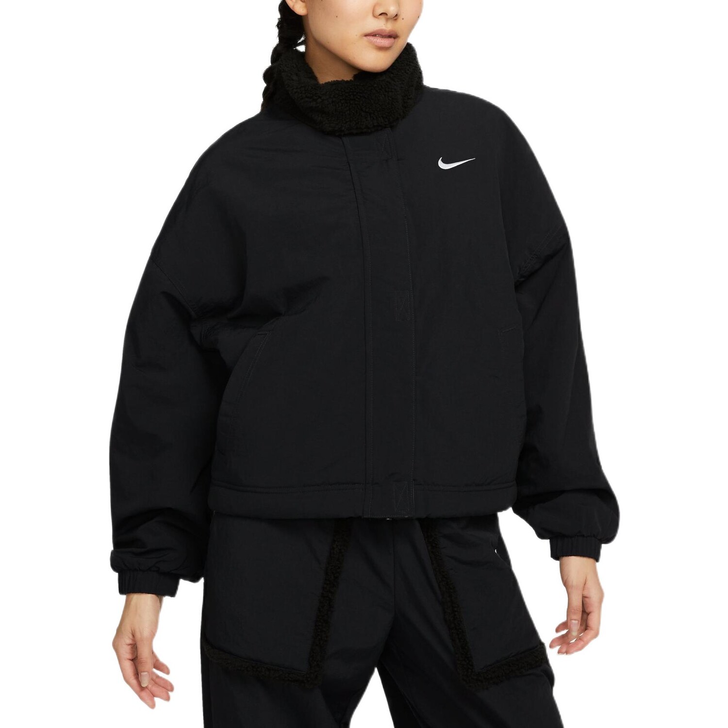 Женские бархатные куртки Nike, цвет Black — фото 4