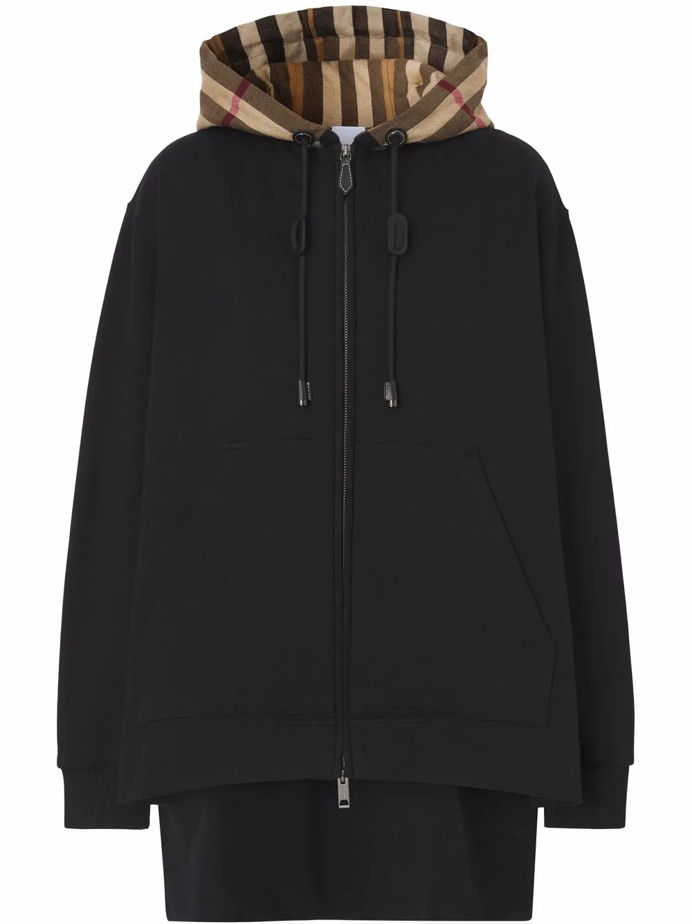 

Худи с клетчатым капюшоном BURBERRY, черный