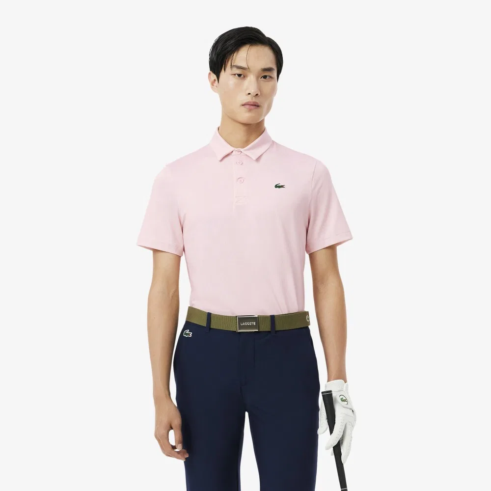 Футболка-поло Lacoste Golf AOP мужская, с коротким рукавом, розовый