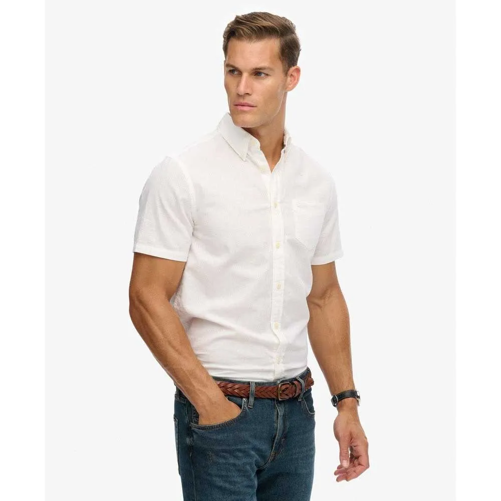 Рубашка с коротким рукавом Superdry City Cotton Linen, белый — фото 3