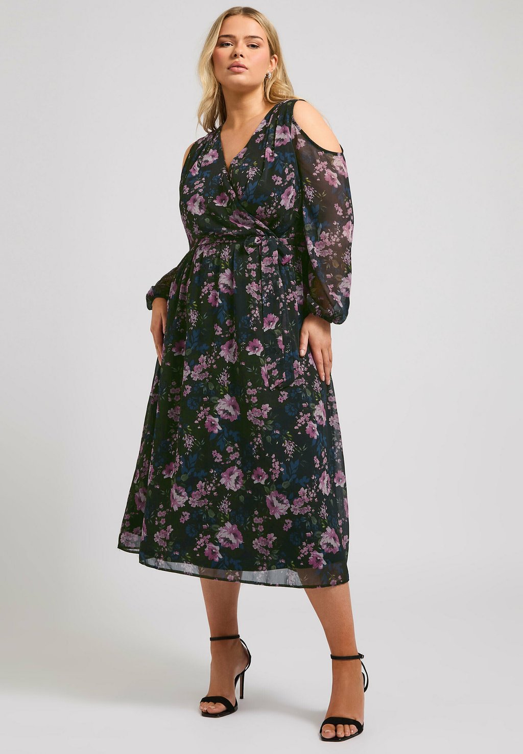 

Повседневное платье FLORALCOLD SHOULDER Yours Clothing, антрацит