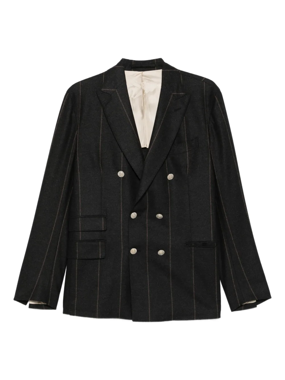 

Костюм в тонкую полоску с двубортным пиджаком Eleventy, черный