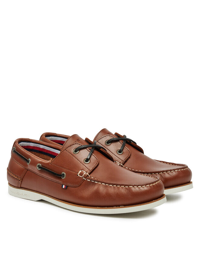 Туфли на плоской подошве Tommy Hilfiger Th Boat Shoe Core Lth FM0FM05569, коричневый — фото 2