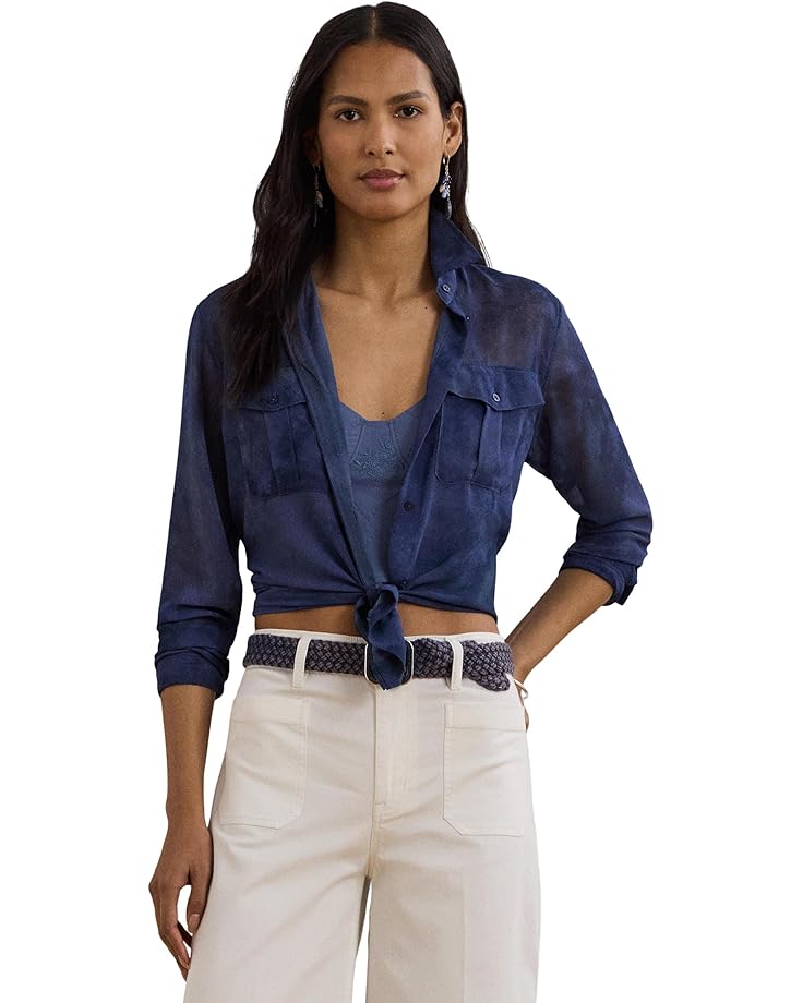 

Рубашка Lauren Ralph Lauren Classic Fit Print Chiffon Shirt, синий мульти