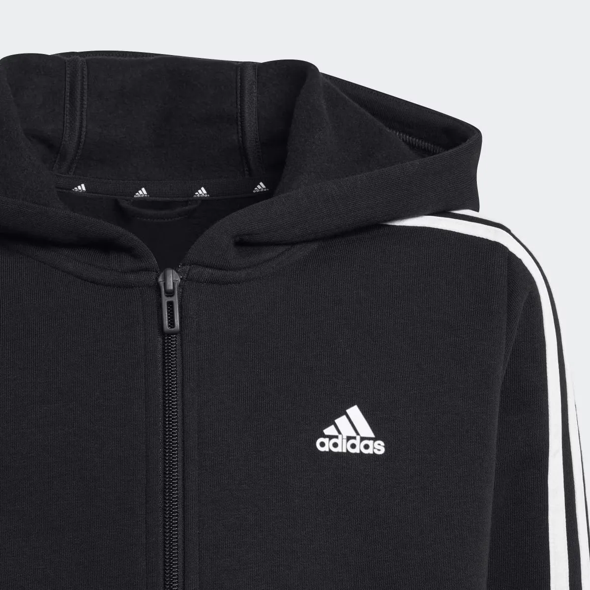 Kids' Essentials Флисовая толстовка Adidas с 3 полосками, черный/белый — фото 3