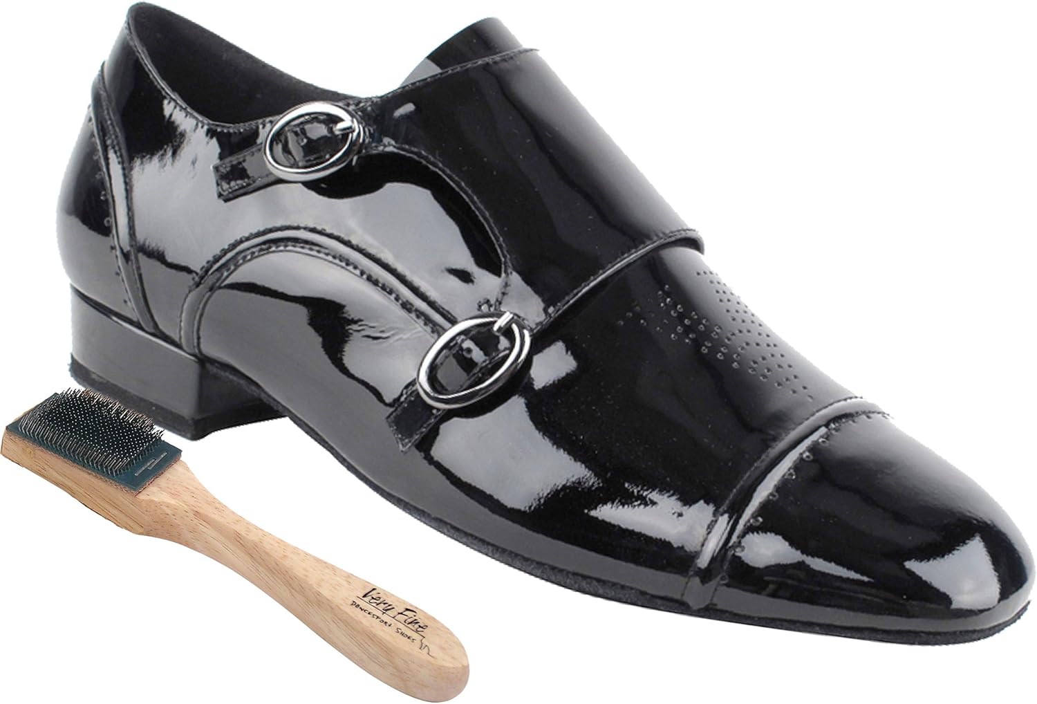 

Мужские туфли для сальсы, бальных танцев, танго и латиноамериканских танцев CD9005B, комплект с запатентованной подошвой и щеткой на каблуке высотой 2,5 см Very Fine, черный