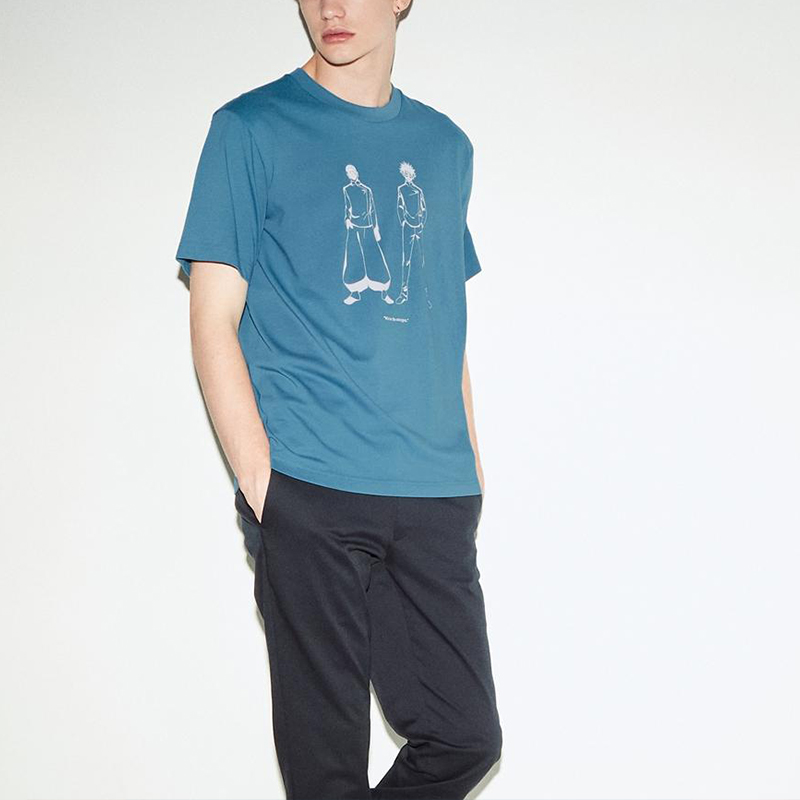 Футболка Uniqlo X ZHOUSHUHUIZHAN унисекс бирюзовая — фото 4