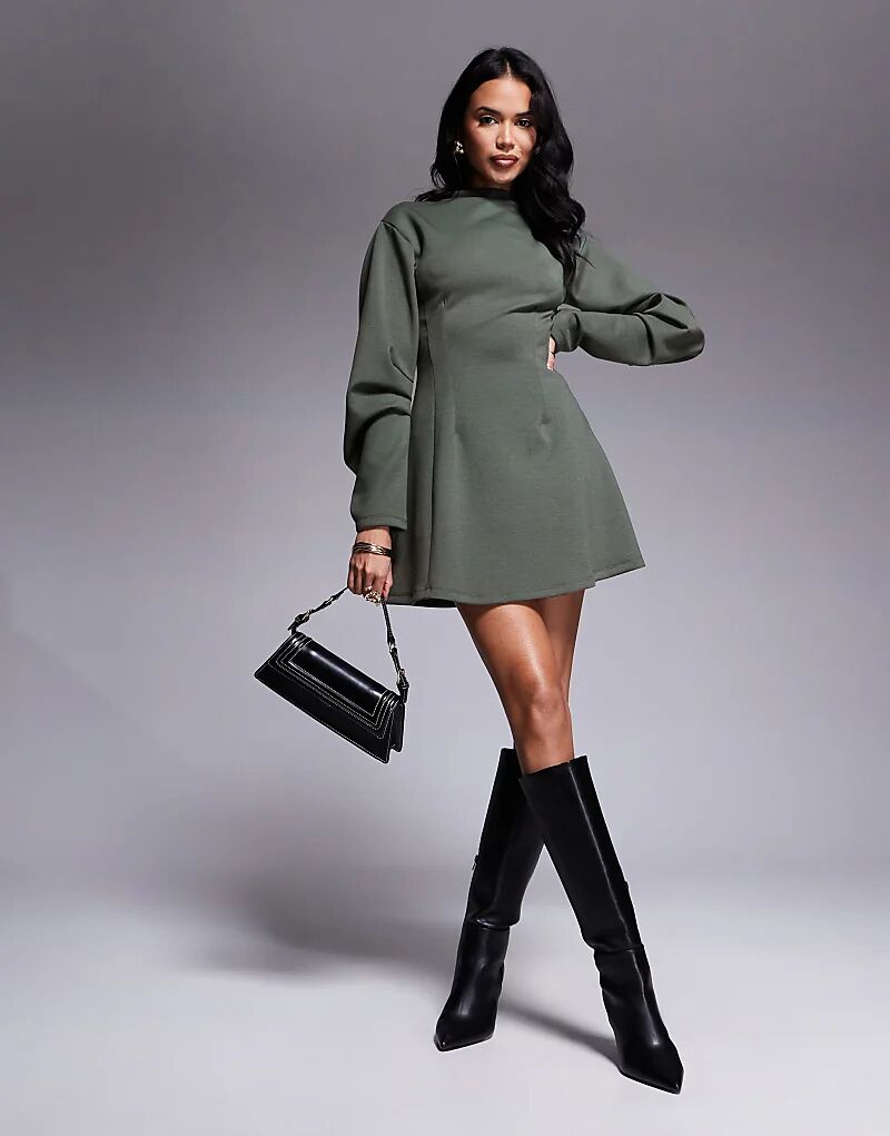 

Мини-платье-кокон с завышенной талией серого цвета ASOS DESIGN