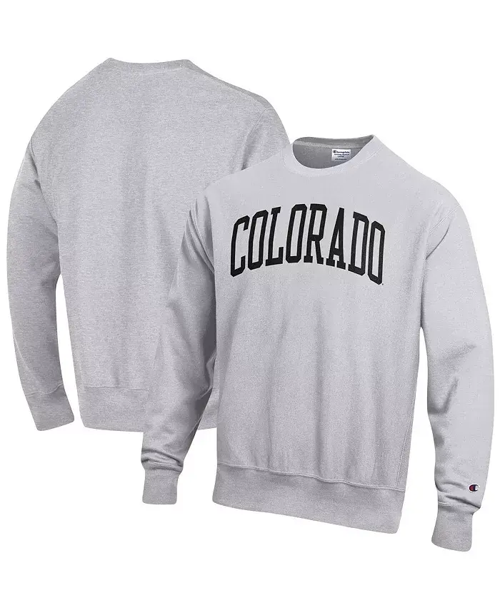 

Мужская толстовка с капюшоном Colorado Buffaloes Arch Reverse Weave в сером меланже Champion