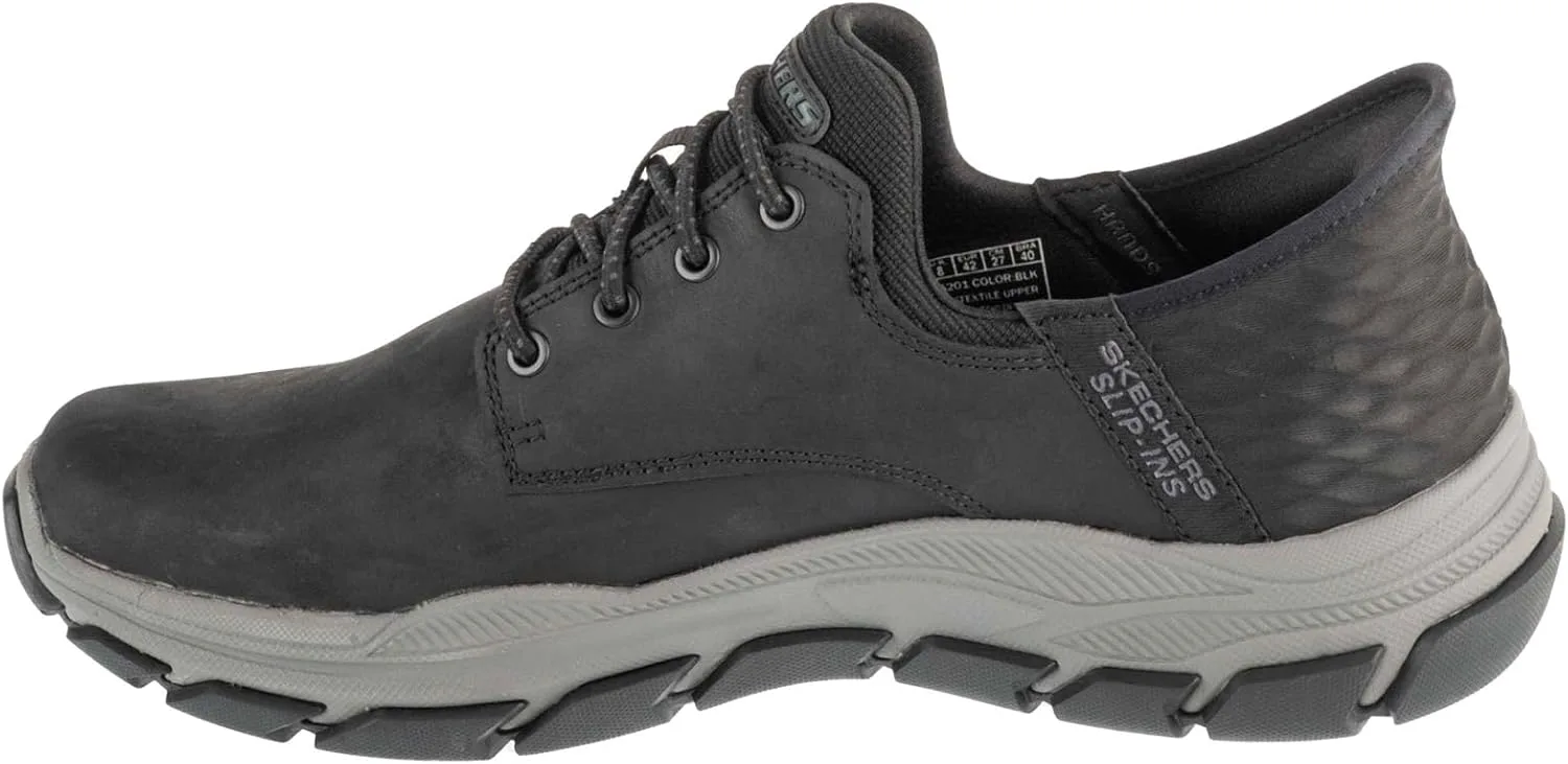 Мужские слипоны Skechers USA Respected - Garrett из кожи с круглым носком и шнуровкой на резинке Skechers USA Men's, черный — фото 3