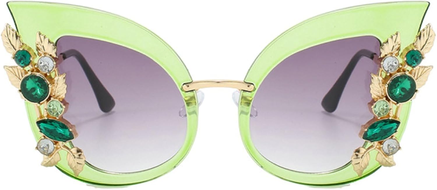 

Модные сверкающие солнцезащитные очки-бабочки со стразами, роскошный бренд, винтажные солнцезащитные очки с бриллиантами, очки для вечеринок и рейв-вечеринок mincl, Green