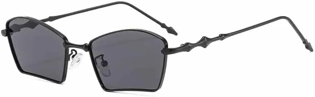 

Роскошные женские солнцезащитные очки неправильной прямоугольной формы в металлической оправе, модные мужские очки в стиле панк для путешествий и вечеринок, защита от УФ-излучения UV400 TVTBBVV, Black Gray